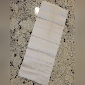 Vintage Silk Scarf with Weaved Flowers and Fringe Edges.